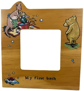 Disney Winnie The Pooh My First Bath 8” X 7” Wooden Photo Frame Free Shipping - Picture 1 of 3