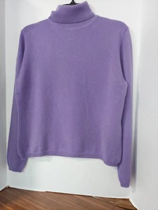 Croft & Barrow 100% Cashmere Dark Purple Sweater Sz Wms Lrg T-neck L/S - Picture 1 of 13