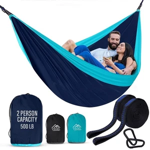 Camping Hammock - XL Double Hammock 500 Lb Capacity - Nylon Durable Portable ... - Picture 1 of 7
