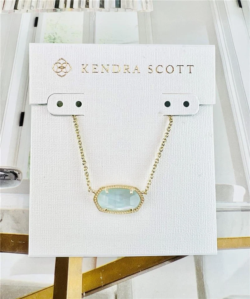 NOVO Pingente Kendra Scott Elisa Ilusão Azul Claro Colar de Ouro Março - Imagem 1 de 1