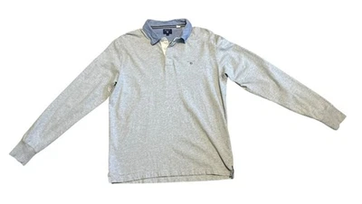 Camisa de Rugby GANT Para Hombre L Gris Polo Cuello Cambray Jersey Manga Larga Foto 1 de 4