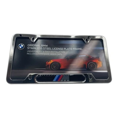 Genuine BMW M Logo Polished Stainless License Plate Frame M2 M3 M5 M6 - Image 1 of 4