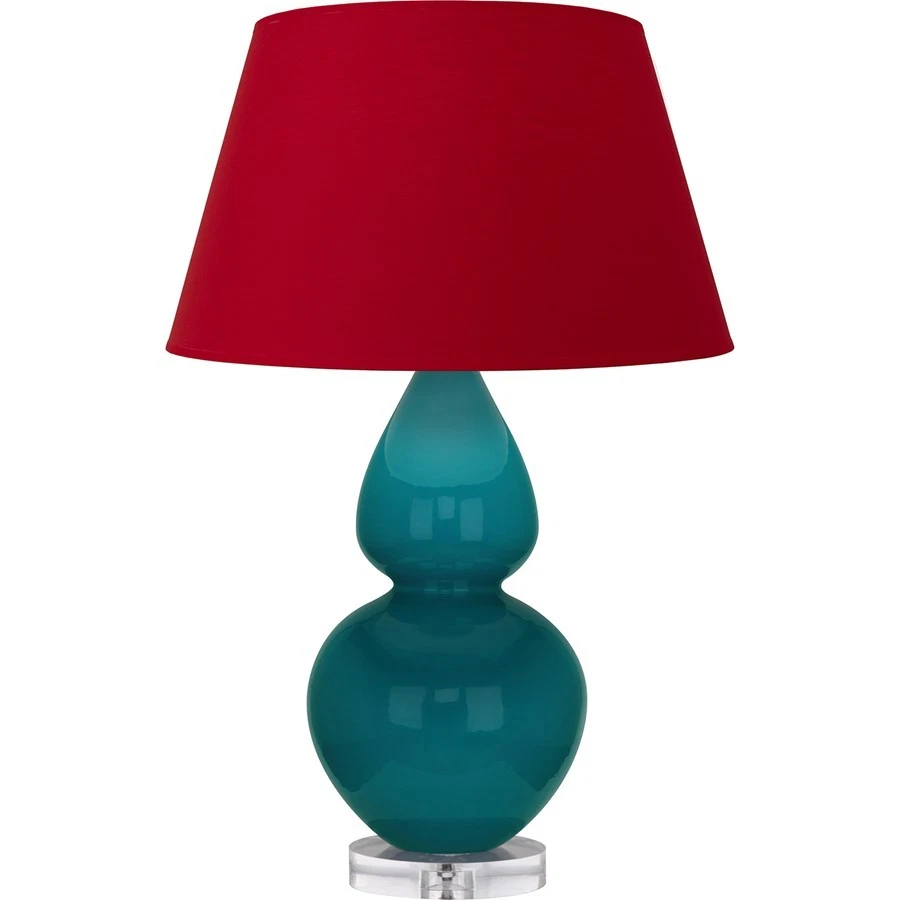 Lámpara de mesa Robert Abbey doble calabaza 1Lt, pantalla pavo real/lucite/negro/rojo - A753R Foto 1 de 1