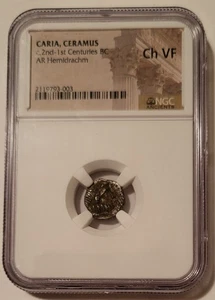 Antica Caria greca - Ceramus c II-1° secolo a.C. AR Emidracma Ch VF NGC - Foto 1 di 4