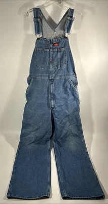 Dickies Denim Overalls Mens 34X32 Blue Medium Wash Bib Carpenter 8396SNB - Image 1 of 4