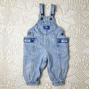 Vintage Oshkosh Baby B’Gosh Jungen 12 Monate helle Waschung Denim Luftpolster Overall - Bild 1 von 6