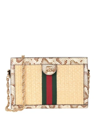 Bolso de hombro pequeño Gucci Ophidia de paja para mujer Foto 1 de 4