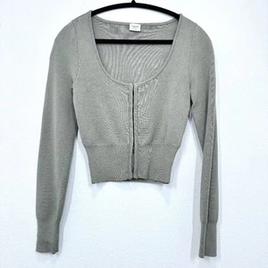 Abercrombie A&F Hook-and-Eye Scoopneck Slim Cardigan Sage Green Stretchy Size S - Bild 1 von 7