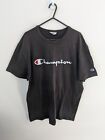 Champion Shirt Mens Large Black Heavyweight Cotton Weave Adults Embroidered