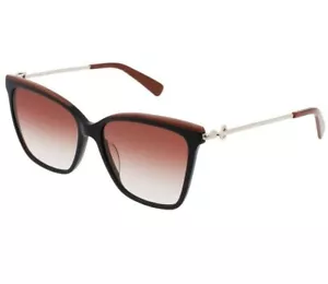 LONGCHAMP LO683S 001 56mm Black Caramel Brown Gradient Women's Sunglasses NWT - Picture 1 of 4