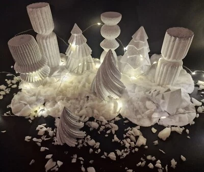 HANDMADE Christmas Tree Decorative Ceramic Minimalist Swirl Twisted Decorative Design