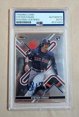 Steven Kwan Topps Finest Rookie 2022 #30 Hand Signed PSA Slabbed - Image 1 of 2