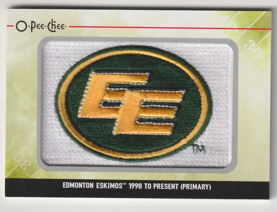 2014 OPC CFL Team Logo Patches Edmonton Eskimos Card #TL-8 - Image 1 of 2