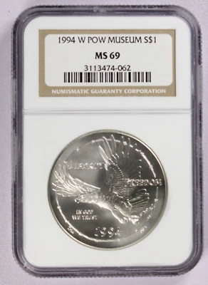 1994-W POW Museum U.S. Mint Commemorative Silver Dollar NGC MS 69 - Image 1 of 3
