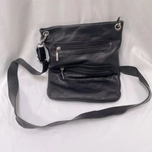 Margot black leather shoulder bag messenger purse - Picture 1 of 8