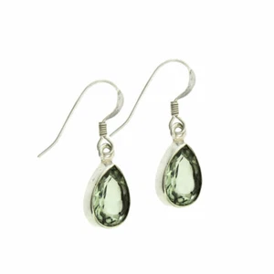 Faceted Teardrop Green Quartz Sterling Silver Dangle Earrings Fashion Jewelry - Picture 1 of 1