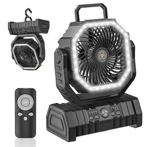 Camping Fan 20000mah Portable Rechargeable Fan With Led Light 58 Hrs Battery Ope - Picture 1 of 8