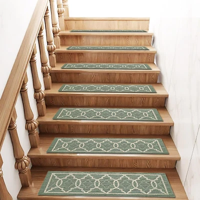 Juego de peldaños antideslizantes antideslizantes de alfombra suave para escaleras de 8 X 30 pulgadas de 8" X 30 pulgadas antideslizantes Foto 1 de 4