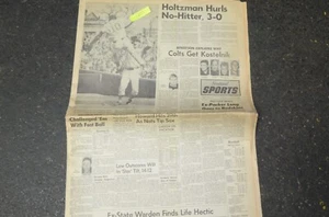 1969 Ken Holtzman Hurls a No Hitter Milwaukee Newspaper Sports Section - Picture 1 of 2