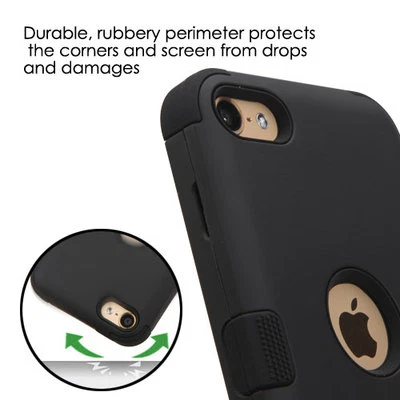 for iPod Touch 5th & 6th & 7th Gen - Black Armor Impact Hybrid Shockproof Case - Image 1 of 4