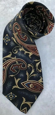 Corbata Town Craft Para Hombre Azul Granate Tostado 59" Corbata Hecha en EE. UU. Abstracta Floral Foto 1 de 4