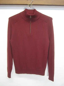 EUC! J.Crew Sweater thin knit half-zip 100% merino wool dark red sz S - Picture 1 of 5