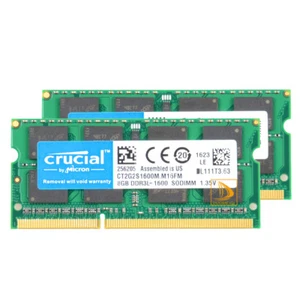 16GB 2x8G Crucial 8GB 2RX8 DDR3L 1600MHz PC3L-12800S SODIMM Laptop Memory RAM #6 - Picture 1 of 6