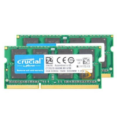 16GB 2x8G Crucial 8GB 2RX8 DDR3L 1600MHz PC3L-12800S SODIMM Laptop Memory RAM #6 - Image 1 of 4