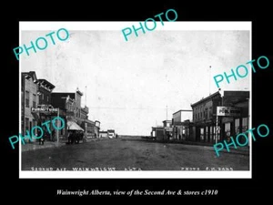 FOTO HISTÓRICA ANTIGUA GRANDE DE WAINWRIGHT ALBERTA SEGUNDA AVENIDA Y TIENDAS c1910 - Imagen 1 de 1
