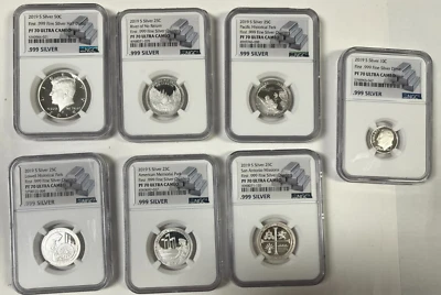2019-S 7 Pc Silver Limited Edition Set NGC PF 70 Ultra Cameo 4 Chipped Holders - Image 1 of 4