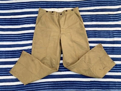 1950s vtg FILSON DONUT BUTTON OILED TIN CLOTH PANTS 35 x 28 USA Canvas 40s/50s - Image 1 of 4