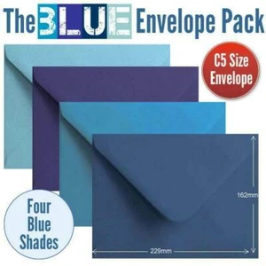 100 Blue Colour Envelopes. 4 Different Shades Of C5 Gummed Blue Envelopes. - Picture 1 of 1