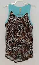 Pomelo Girls Tunic Aqua Brown White Black Leopard Print Size Medium