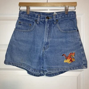 Winnie The Pooh Disney Vintage Embroidered Girls Denim Shorts Sz 7/8 - Picture 1 of 11