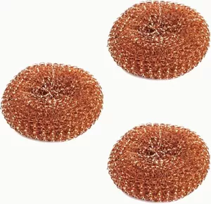 Copper Scourer 3 Pack Long Heavy Duty, Lasting Pads For Cleaning, Pans - Picture 1 of 2