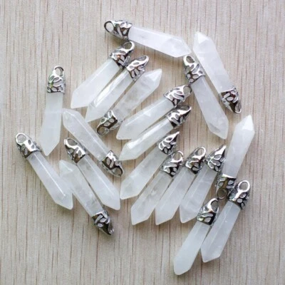 Venta al por mayor 20 un./lote Moda Cristal Blanco Cuarzo Natural Piedra Pilar Colgante - Imagen 1 de 2
