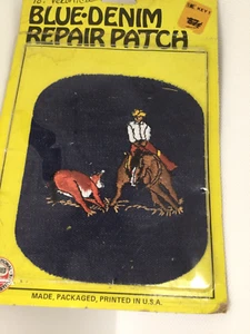 Vintage Denim Patch Rodeo Sport Cutting Horses Calf Cowboy NOS RARE 70's NIP USA - Picture 1 of 9