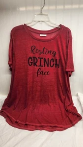 Maurice's Red Resting Grinch Face Tee Size 2 - Bild 1 von 3