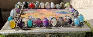Amethyst & Mix Gemstone 925 Sterling Silver Plated 10Pcs Rings Lot LDR-166 - Picture 1 of 1