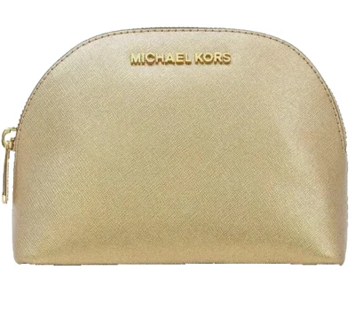 ¡NUEVO! MICHAEL KORS Jet Set Viaje Grande Cosmético Cuero Bolsa-Dorado Pálido, $98 Foto 1 de 4