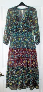 NWT FIG & FLOWER Anthropology PEASANT Boho Floral Chiffon Lined Tiered Dress S - Picture 1 of 7