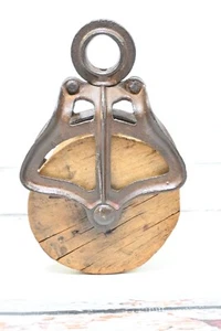 Vintage . Pulley Louden A21 Wood Iron Pulley Block Tackle - Picture 1 of 12