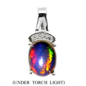 Summer 925 Silver Pendant Oval Black Opal 8x6mm Natural Gemstone Jewelry - Picture 1 of 10