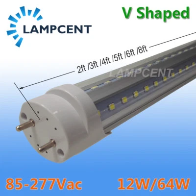 6-12/Pack 2FT 4FT 5FT 6FT LED Bulb T8 V Shape Tube 32W G13 Bi-Pin LED Shop Light - Image 1 of 4