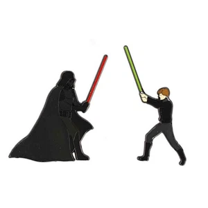 Star Wars Darth Vader & Luke Skywalker Lightsaber Duel Metal Enamel Pin Set NEW - Picture 1 of 1