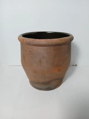 Antigua olla roja sin esmaltar de 1800 cerámica rústica granja BRN Foto 1 de 4