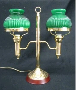 NOS Twin Bankers Lamp/ Student Lamp w/Glass Shades Thomas Edison Commemorative - Picture 1 of 6