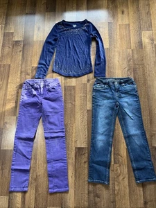 LOT of 3 Justice Girls (2) Simply Low Jeans & (1) T-Shirt Size 12 - Picture 1 of 21