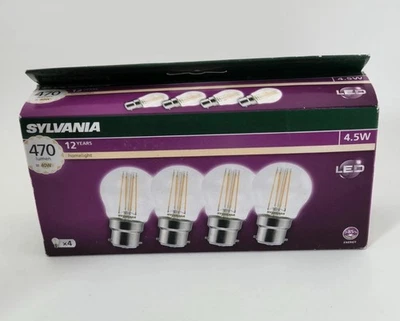 Sylvania ToLEDo RT Ball LED Bulb 4.5W = 40W B22 Bayonet Warm White 470lm A++ x4 - Image 1 of 3