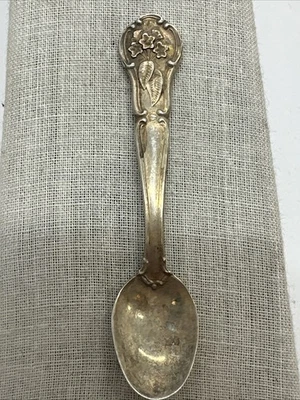 Franklin Mint Sterling Silver State Flower Salt Spoon-Washington - Image 1 of 4
